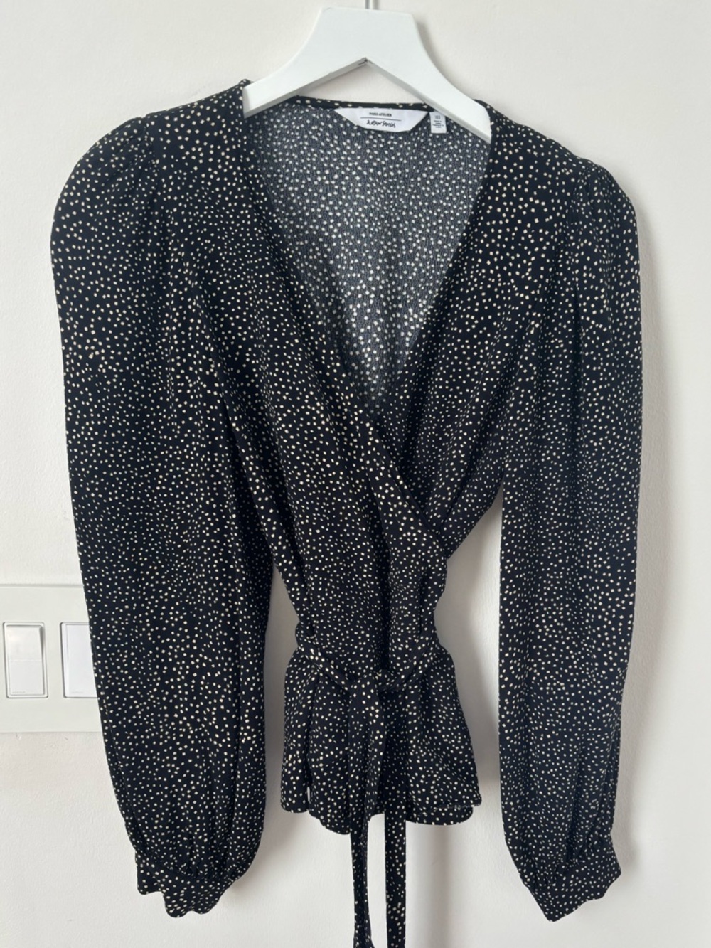 & Other Stories Paris Atelier Black Polka Dot Wrap Blouse